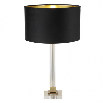 Svietidlá Searchlight - Scarborough Table Lamp - Crystal, Brass Metal & Black Velvet | KÓD: EU67521BK