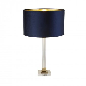 Svietidlá Searchlight - Scarborough Table Lamp - Crystal, Brass Metal & Navy Velvet | KÓD: EU67522AZ